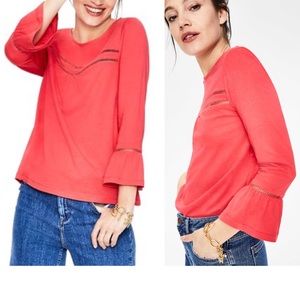 Boden Coral Blouse with Bell Sleeves